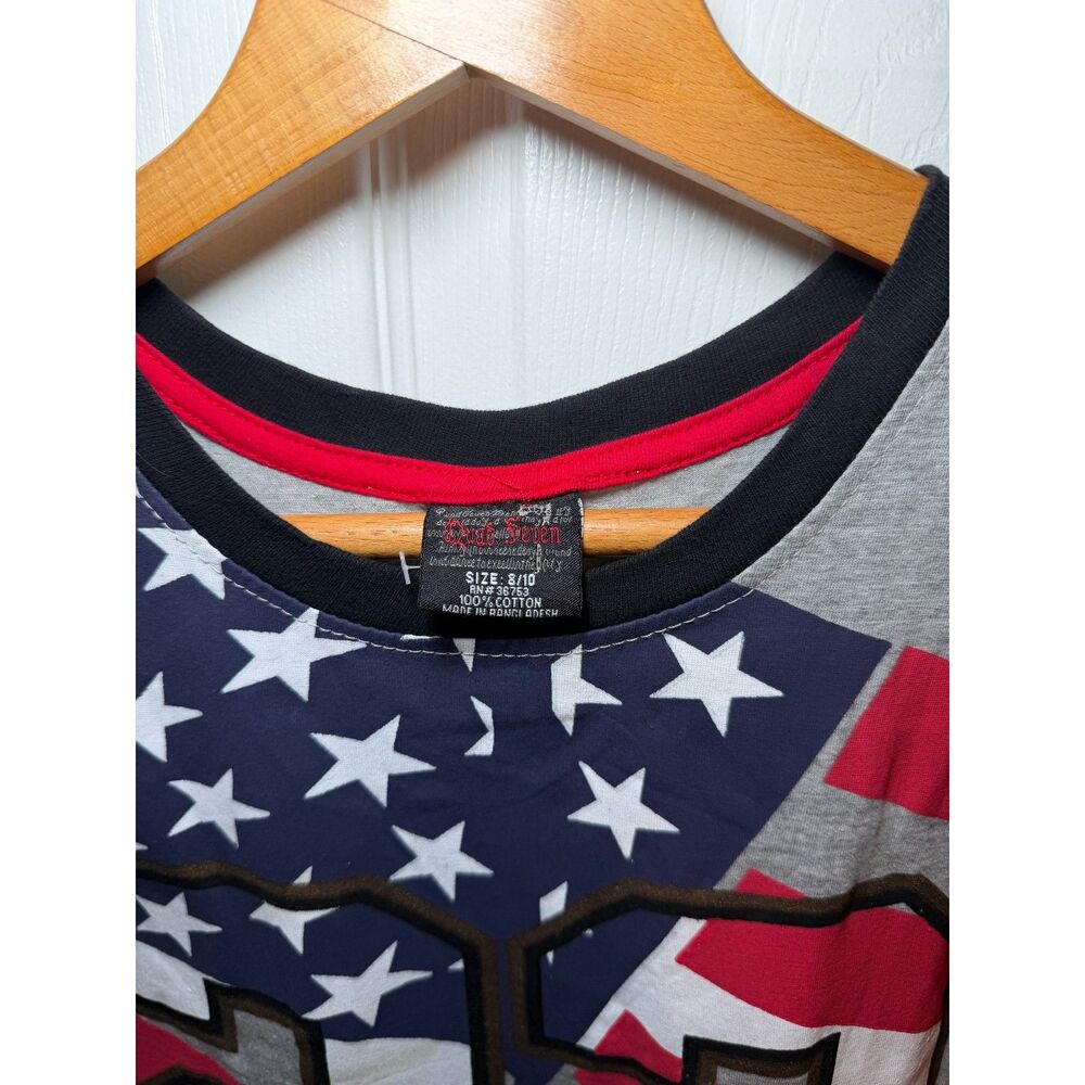 Quad Seven Boys USA Flag 23 Graphic Tank Top Size 8/10 Patriotic Cotton - Picture 2 of 4